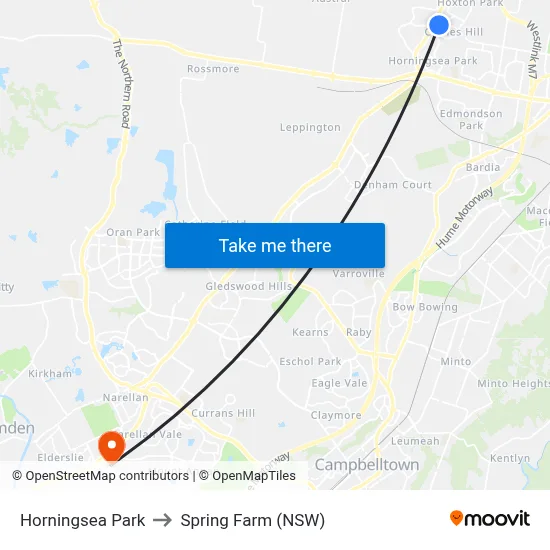 Horningsea Park to Spring Farm (NSW) map