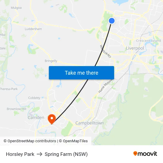 Horsley Park to Spring Farm (NSW) map