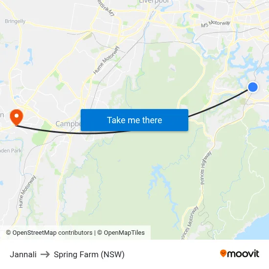 Jannali to Spring Farm (NSW) map