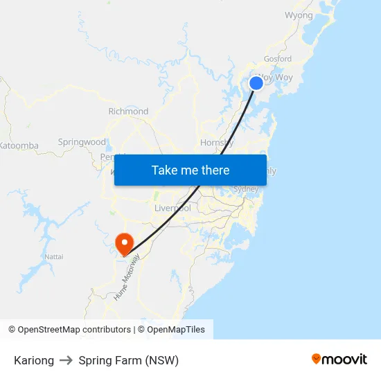 Kariong to Spring Farm (NSW) map
