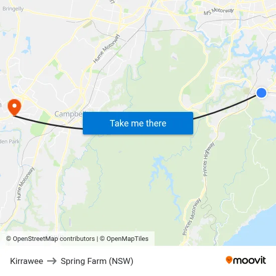 Kirrawee to Spring Farm (NSW) map