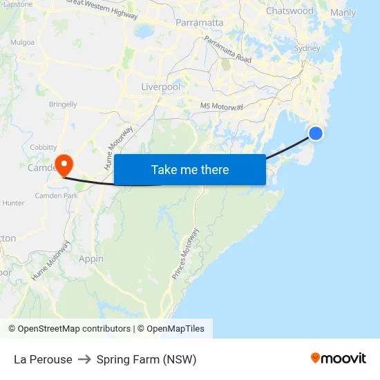 La Perouse to Spring Farm (NSW) map
