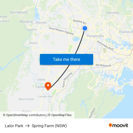 Lalor Park to Spring Farm (NSW) map