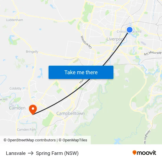 Lansvale to Spring Farm (NSW) map