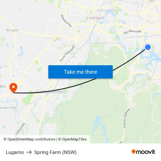 Lugarno to Spring Farm (NSW) map