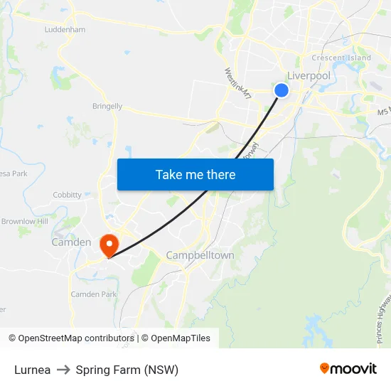Lurnea to Spring Farm (NSW) map