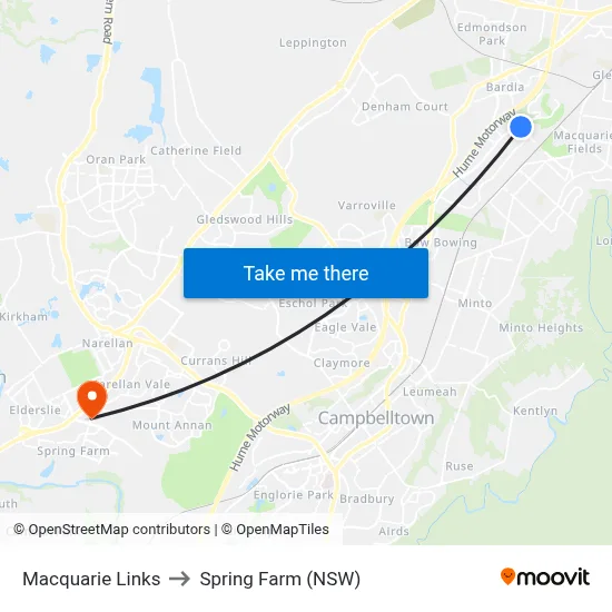 Macquarie Links to Spring Farm (NSW) map