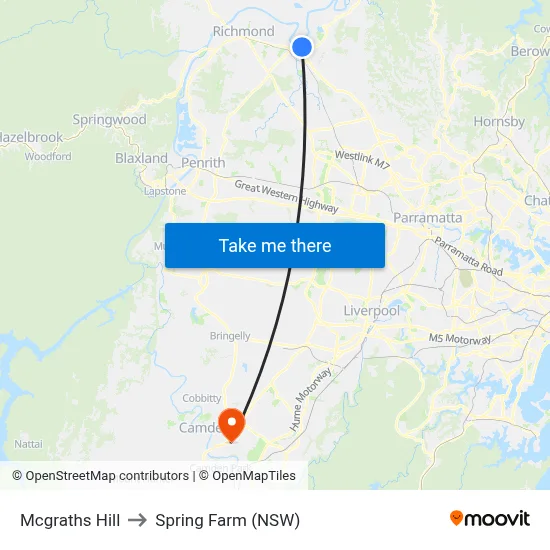Mcgraths Hill to Spring Farm (NSW) map