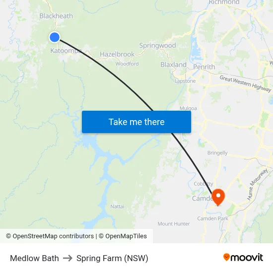 Medlow Bath to Spring Farm (NSW) map