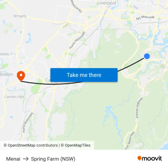 Menai to Spring Farm (NSW) map