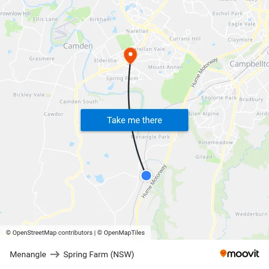 Menangle to Spring Farm (NSW) map