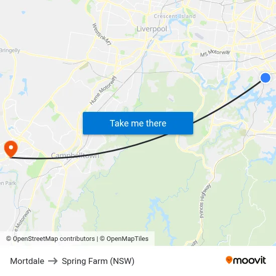 Mortdale to Spring Farm (NSW) map
