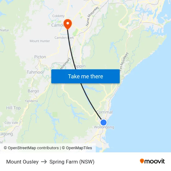 Mount Ousley to Spring Farm (NSW) map