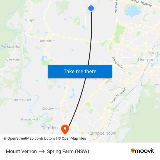Mount Vernon to Spring Farm (NSW) map