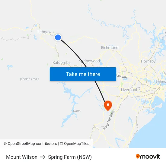 Mount Wilson to Spring Farm (NSW) map