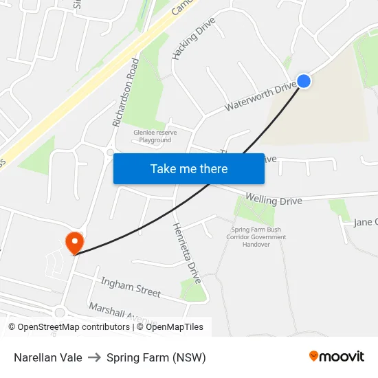 Narellan Vale to Spring Farm (NSW) map