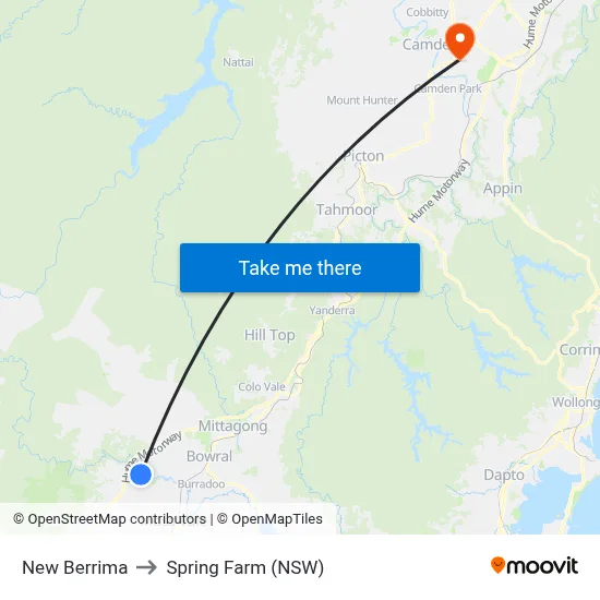 New Berrima to Spring Farm (NSW) map