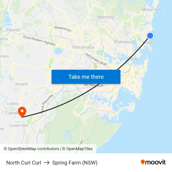 North Curl Curl to Spring Farm (NSW) map