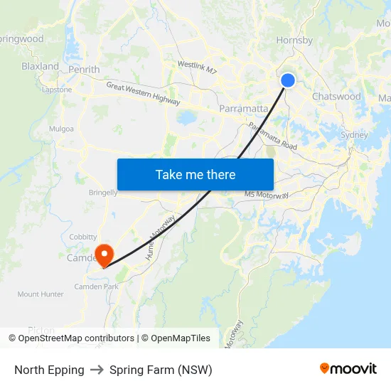 North Epping to Spring Farm (NSW) map