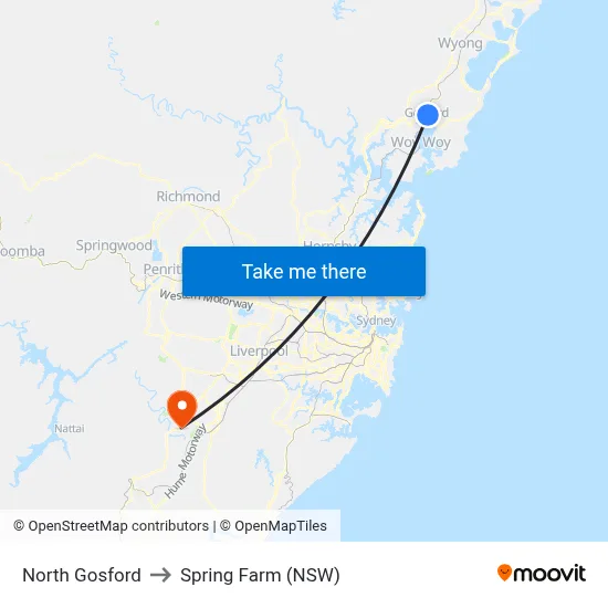 North Gosford to Spring Farm (NSW) map