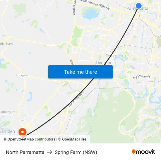 North Parramatta to Spring Farm (NSW) map