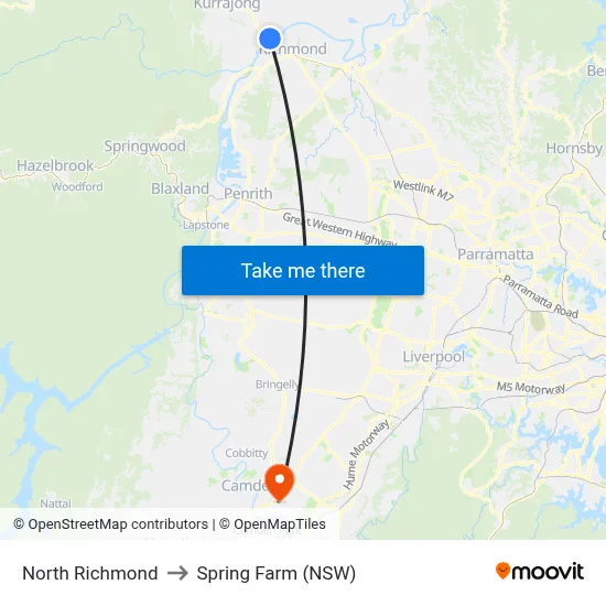 North Richmond to Spring Farm (NSW) map