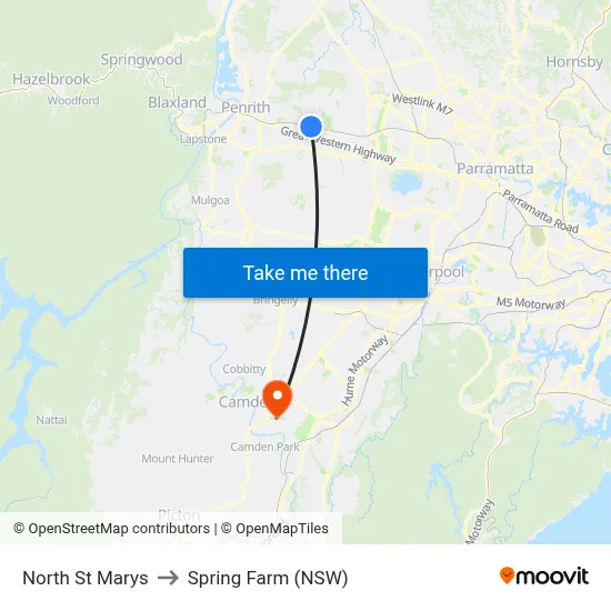 North St Marys to Spring Farm (NSW) map