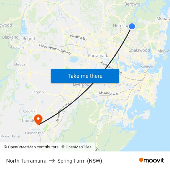 North Turramurra to Spring Farm (NSW) map