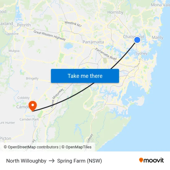 North Willoughby to Spring Farm (NSW) map
