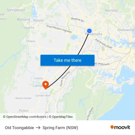Old Toongabbie to Spring Farm (NSW) map