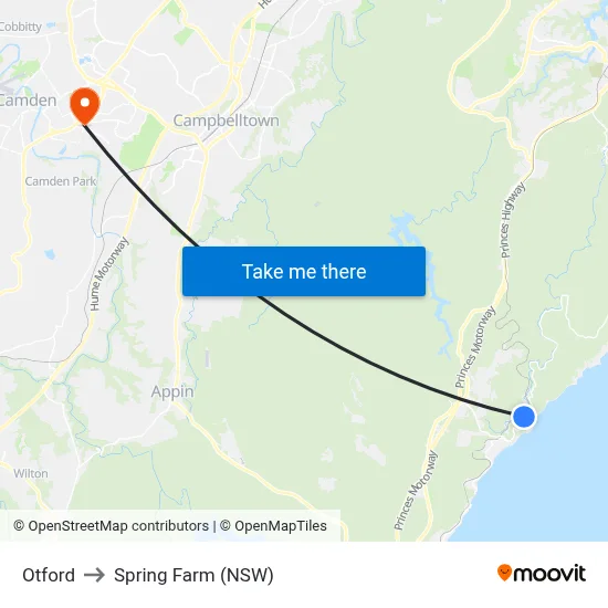 Otford to Spring Farm (NSW) map