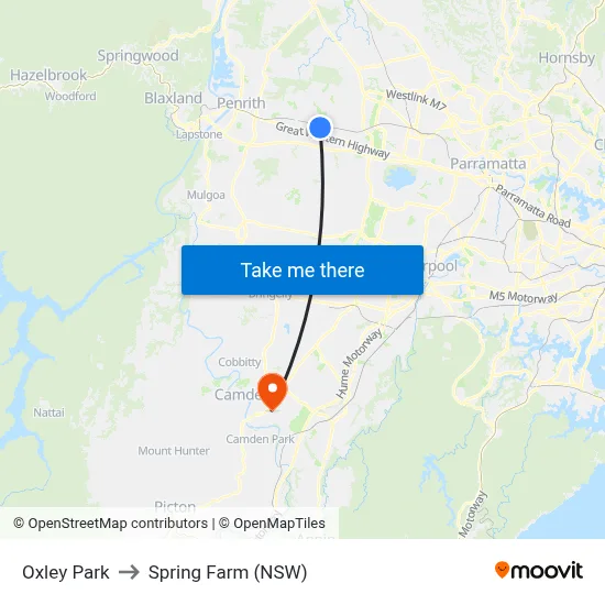 Oxley Park to Spring Farm (NSW) map