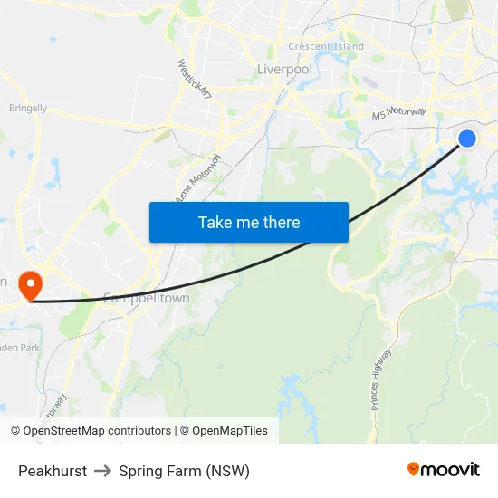 Peakhurst to Spring Farm (NSW) map