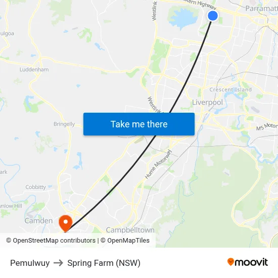 Pemulwuy to Spring Farm (NSW) map