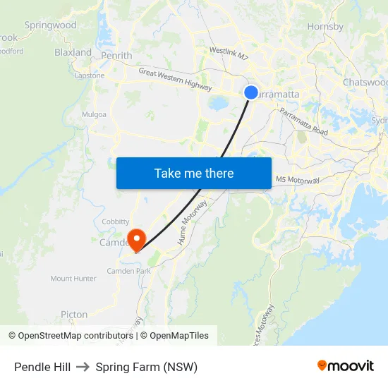 Pendle Hill to Spring Farm (NSW) map