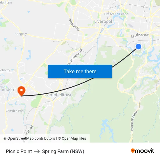Picnic Point to Spring Farm (NSW) map