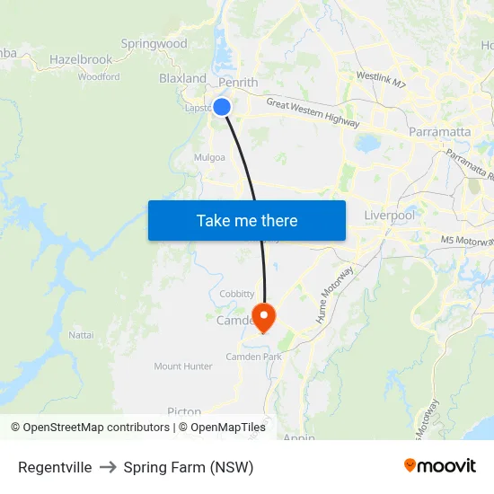 Regentville to Spring Farm (NSW) map