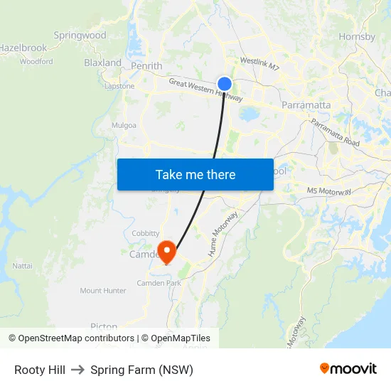 Rooty Hill to Spring Farm (NSW) map