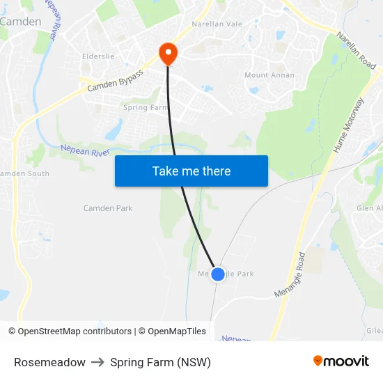Rosemeadow to Spring Farm (NSW) map