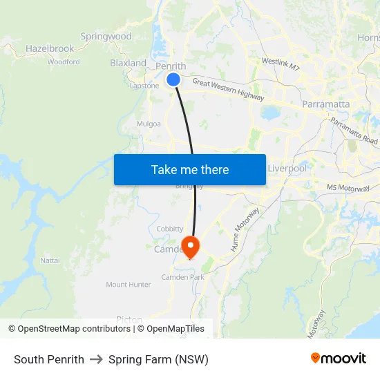South Penrith to Spring Farm (NSW) map