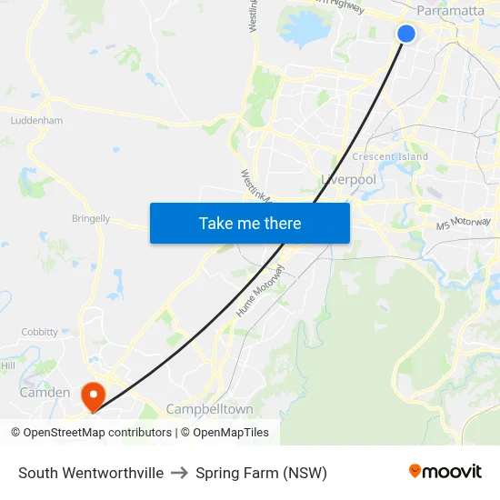 South Wentworthville to Spring Farm (NSW) map