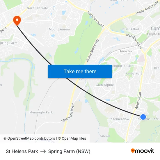 St Helens Park to Spring Farm (NSW) map