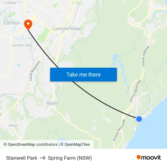 Stanwell Park to Spring Farm (NSW) map