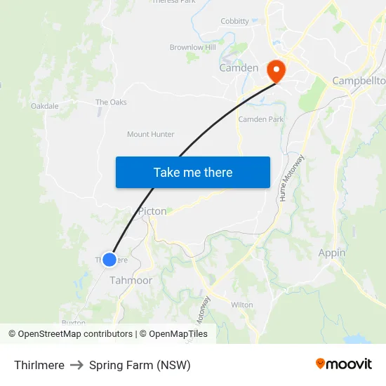 Thirlmere to Spring Farm (NSW) map