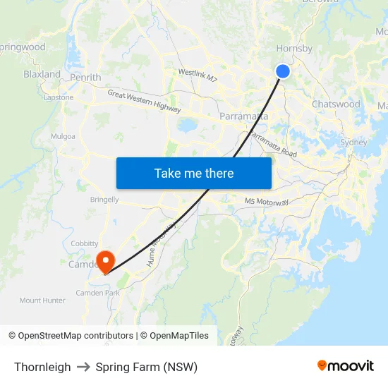 Thornleigh to Spring Farm (NSW) map