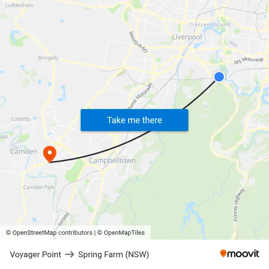 Voyager Point to Spring Farm (NSW) map