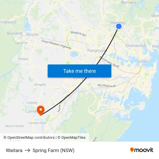 Waitara to Spring Farm (NSW) map