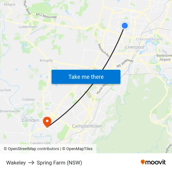 Wakeley to Spring Farm (NSW) map