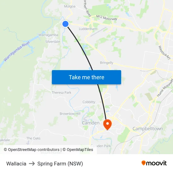 Wallacia to Spring Farm (NSW) map