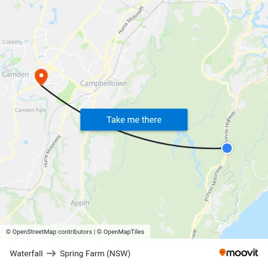 Waterfall to Spring Farm (NSW) map